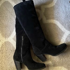 UGG Ava Black Suede Tall Boot Heeled Women’s 8 - Like New